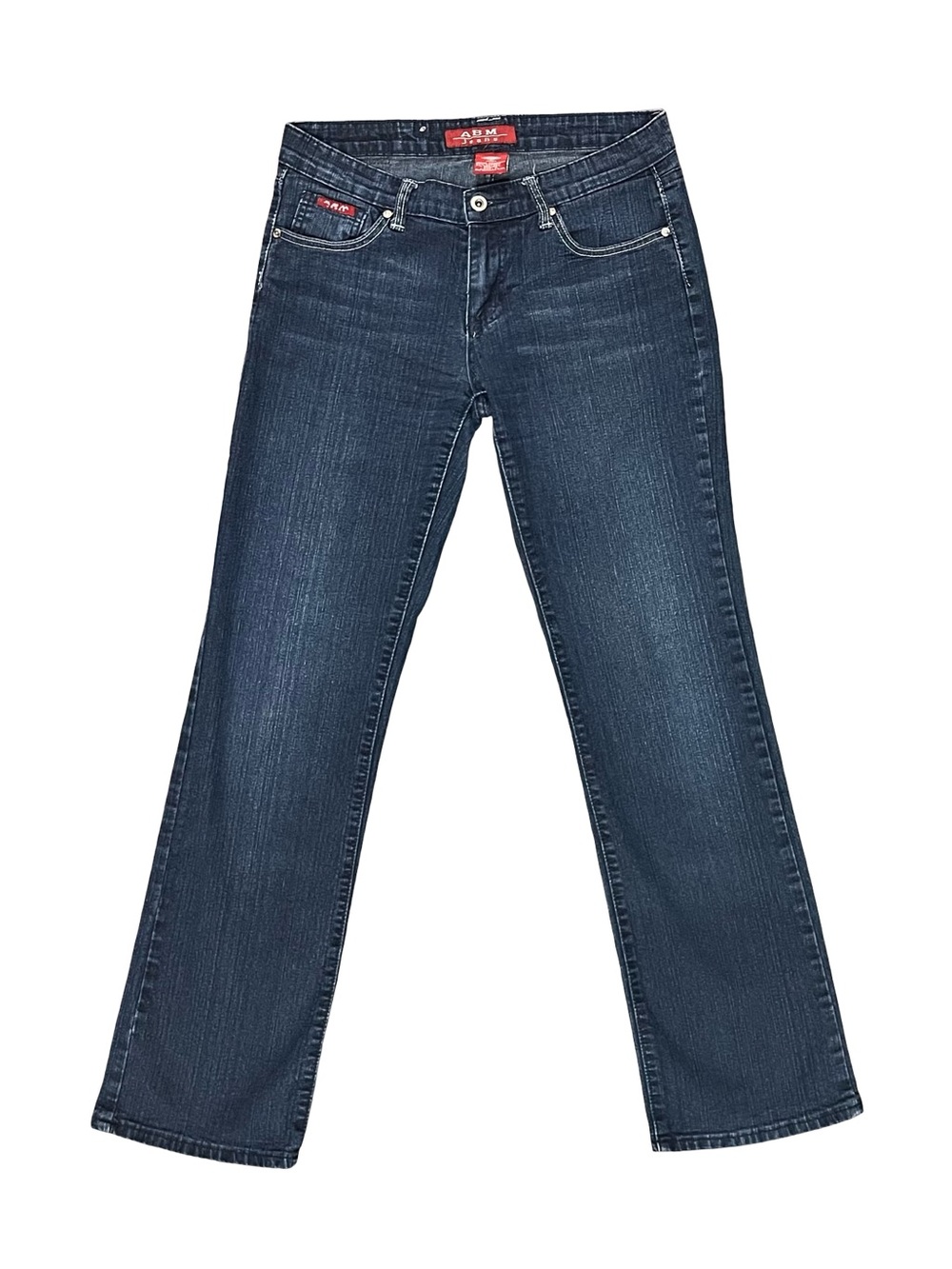 ABM Jeans Dark Wash Embellished Pocket Y2K Bootcut Stretch Women’s Denim Size 9